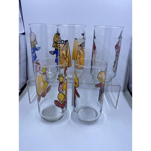 1977 McDonaldland Glasses Set of 5 Ronald McDonald Mayor Hamburglar Big Mac Croo - Picture 5 of 10